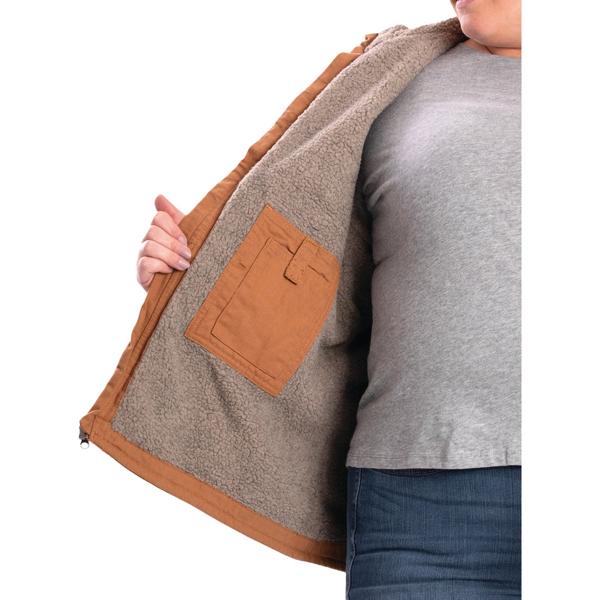 Berne Softstone Women's Medium Brown Duck Sherpa-Lined Vest Image 4