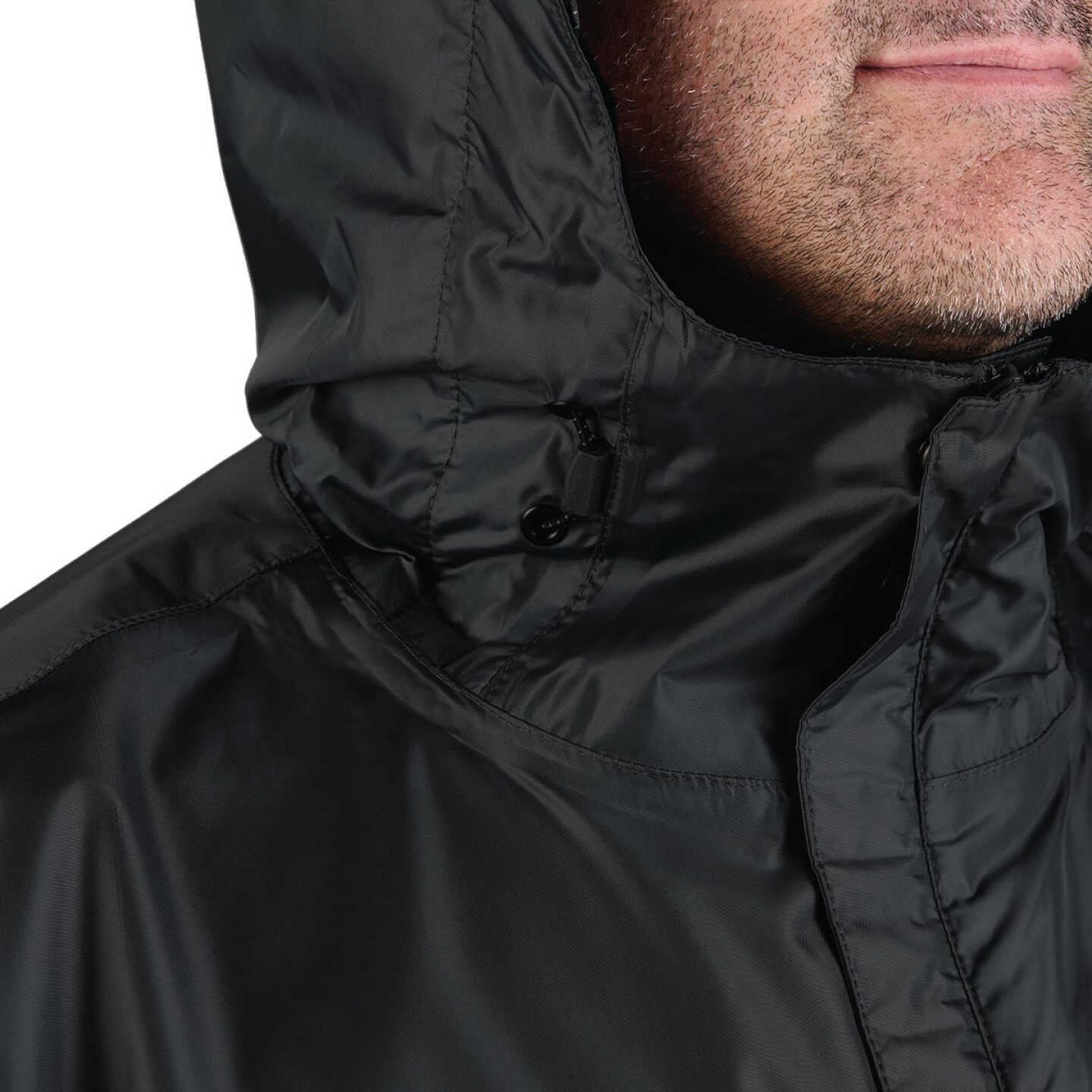 Berne Coastline Men's Large Black Lightweight Hooded Rain Jacket Image 5