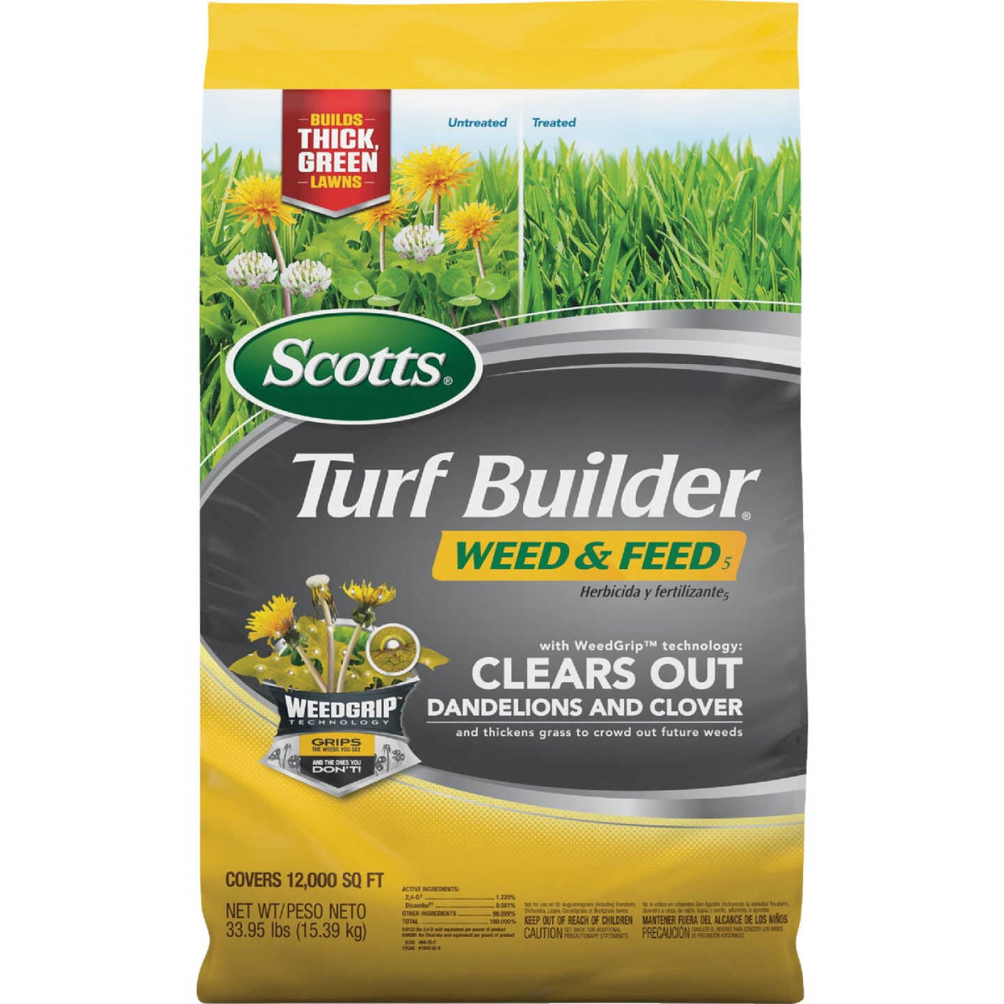 Scotts Turf Builder Weed & Feed 35.7 Lb. 12,000 Sq. Ft. Weed Killer Plus Lawn Fertilizer Image 1