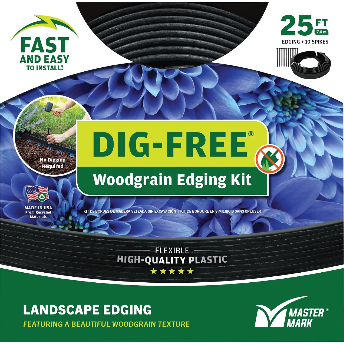 Master Mark Dig-Free 1.5 In. H. x 25 Ft. L. Black Recycled Plastic Landscape Edging