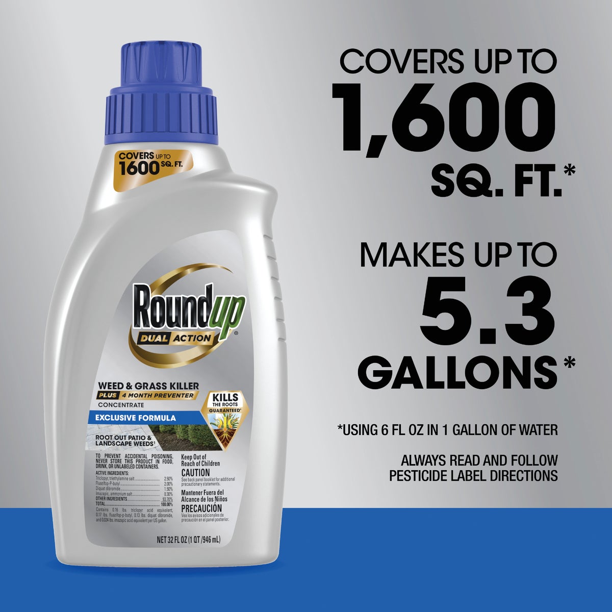 Roundup Dual Action 32 Oz. 1600 Sq. Ft. Concentrate Weed & Grass Killer Image 7