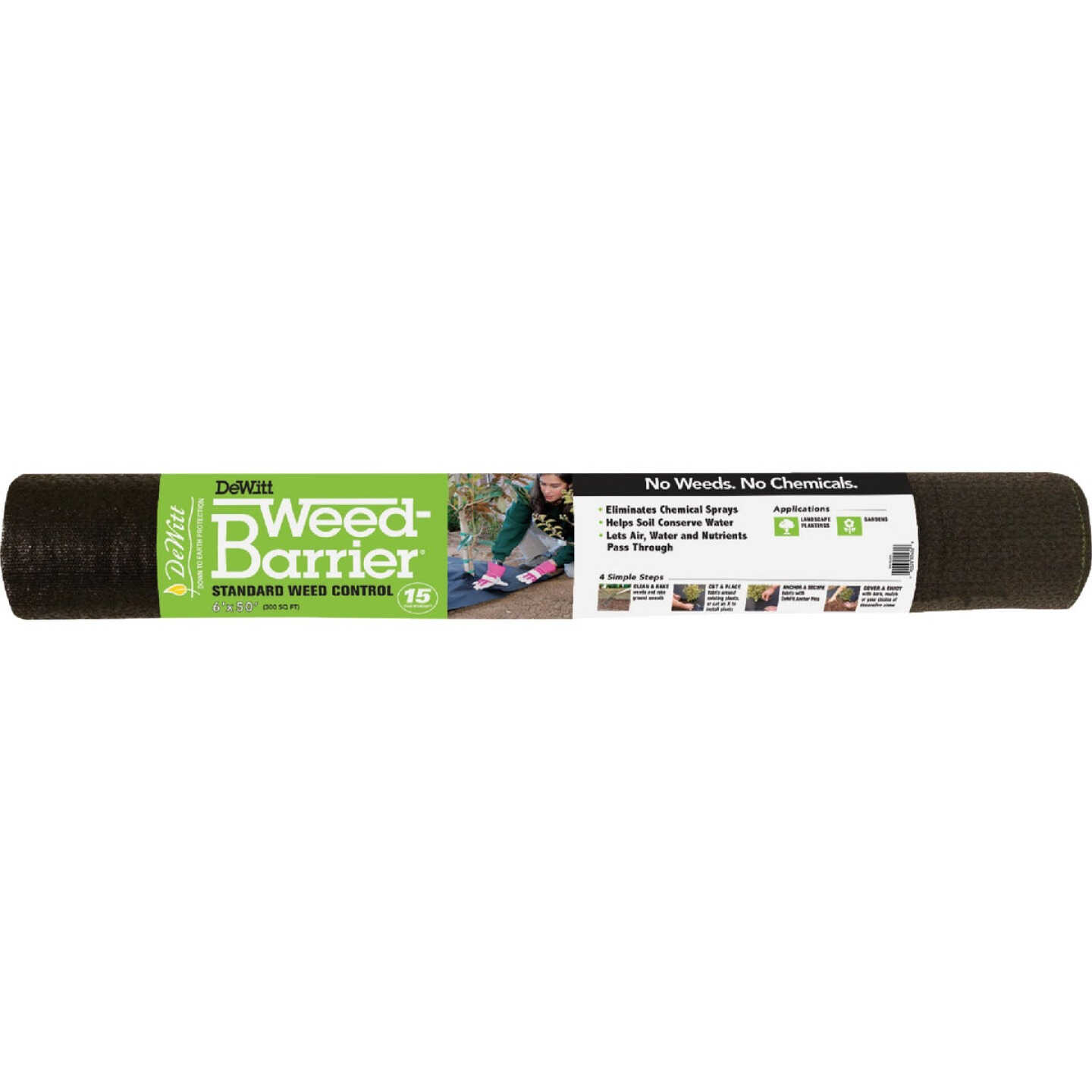 DeWitt Weed Barrier 6 Ft. W. x 50 Ft. L. Pointbond Polypropylene 15-Year Weed Control Landscape Fabric Image 1