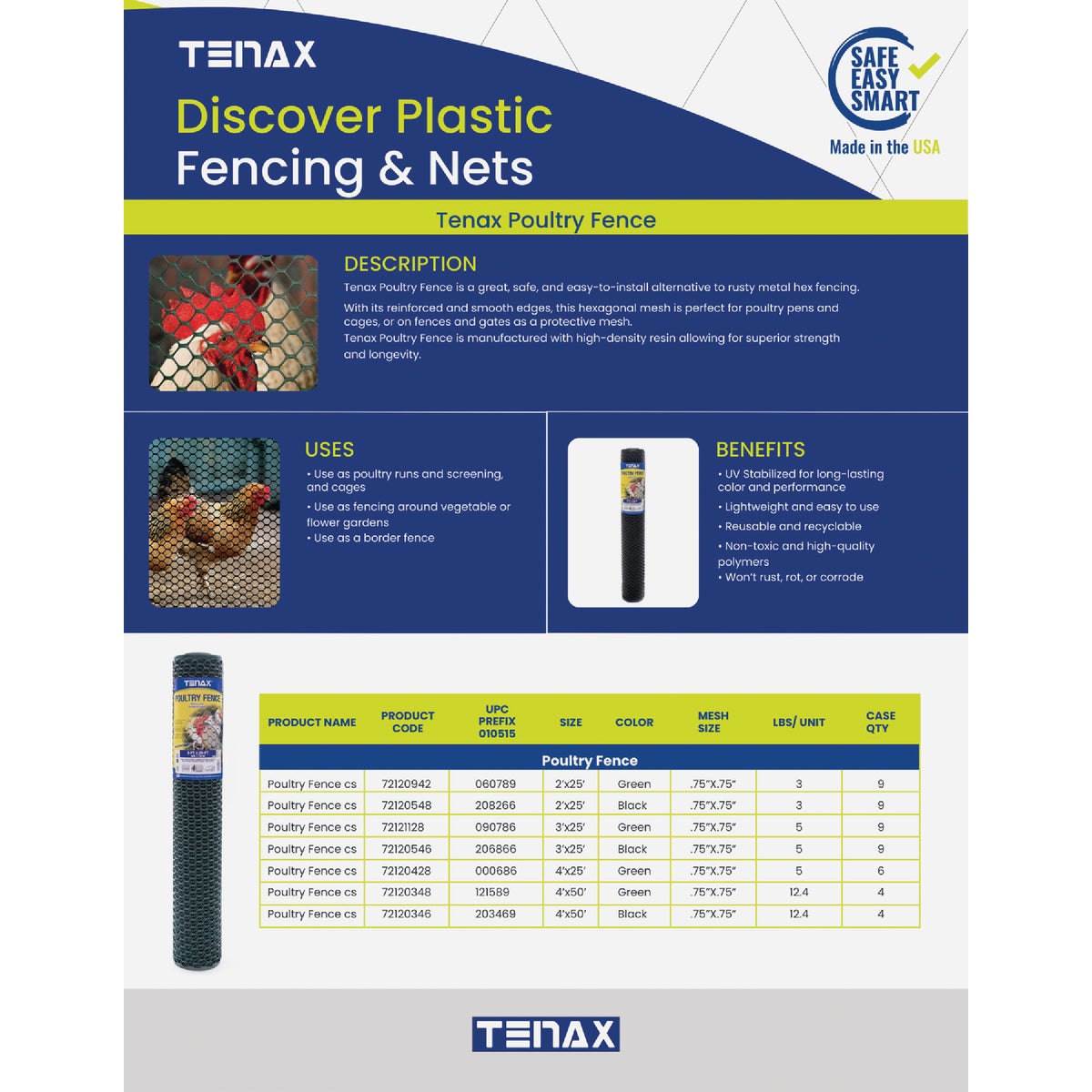 Tenax 4 Ft. x 25 Ft. Green High Density Polyethylene Poultry Fence Image 5