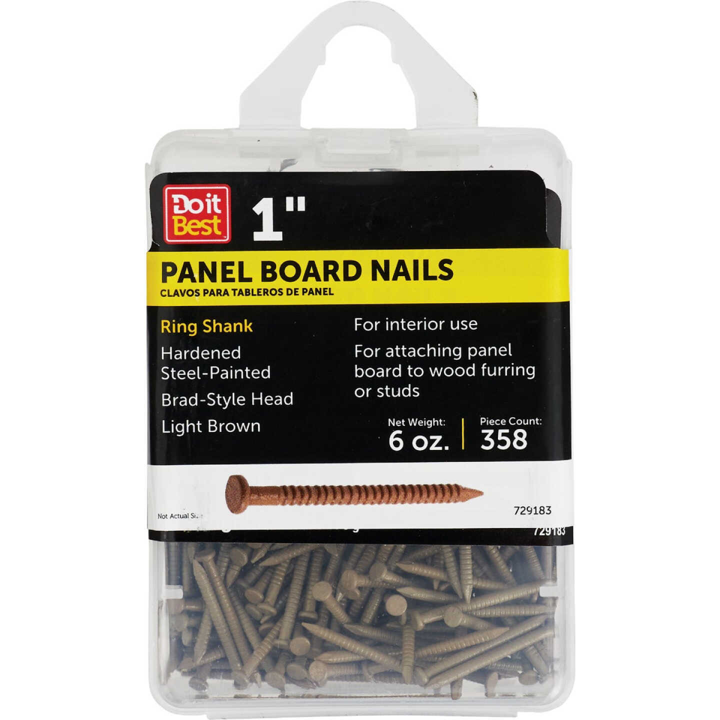 Do it 1 In. 16-1/2 ga Light Brown Ring Shank Paneling Nails (358-Count) Image 1