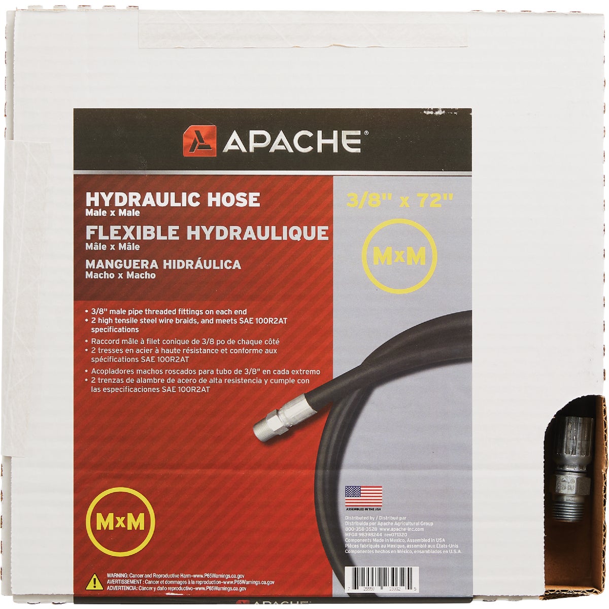 Apache 3/8 In. x 72 In. Male to Male Hydraulic Hose Image 2