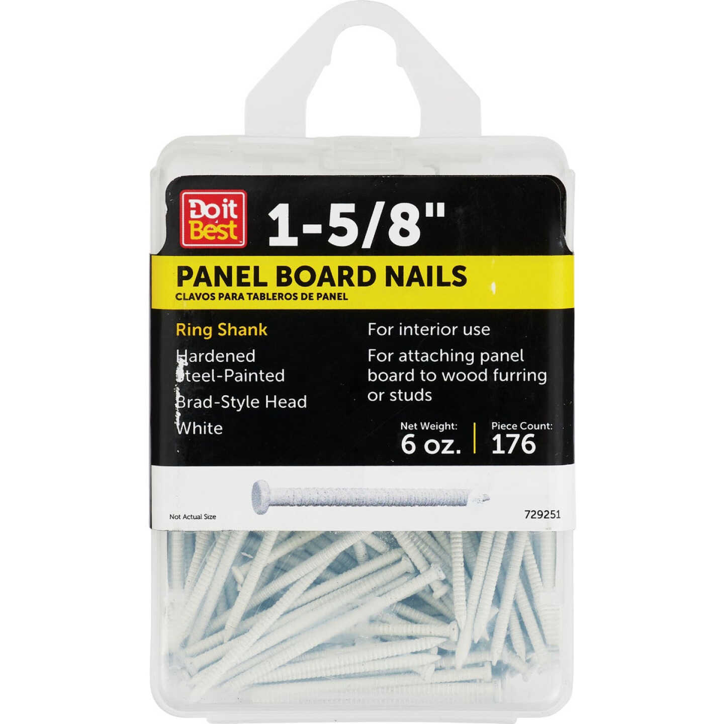 Do it 1-5/8 In. 16-1/2 ga White Ring Shank Paneling Nails (186 Ct.) Image 1