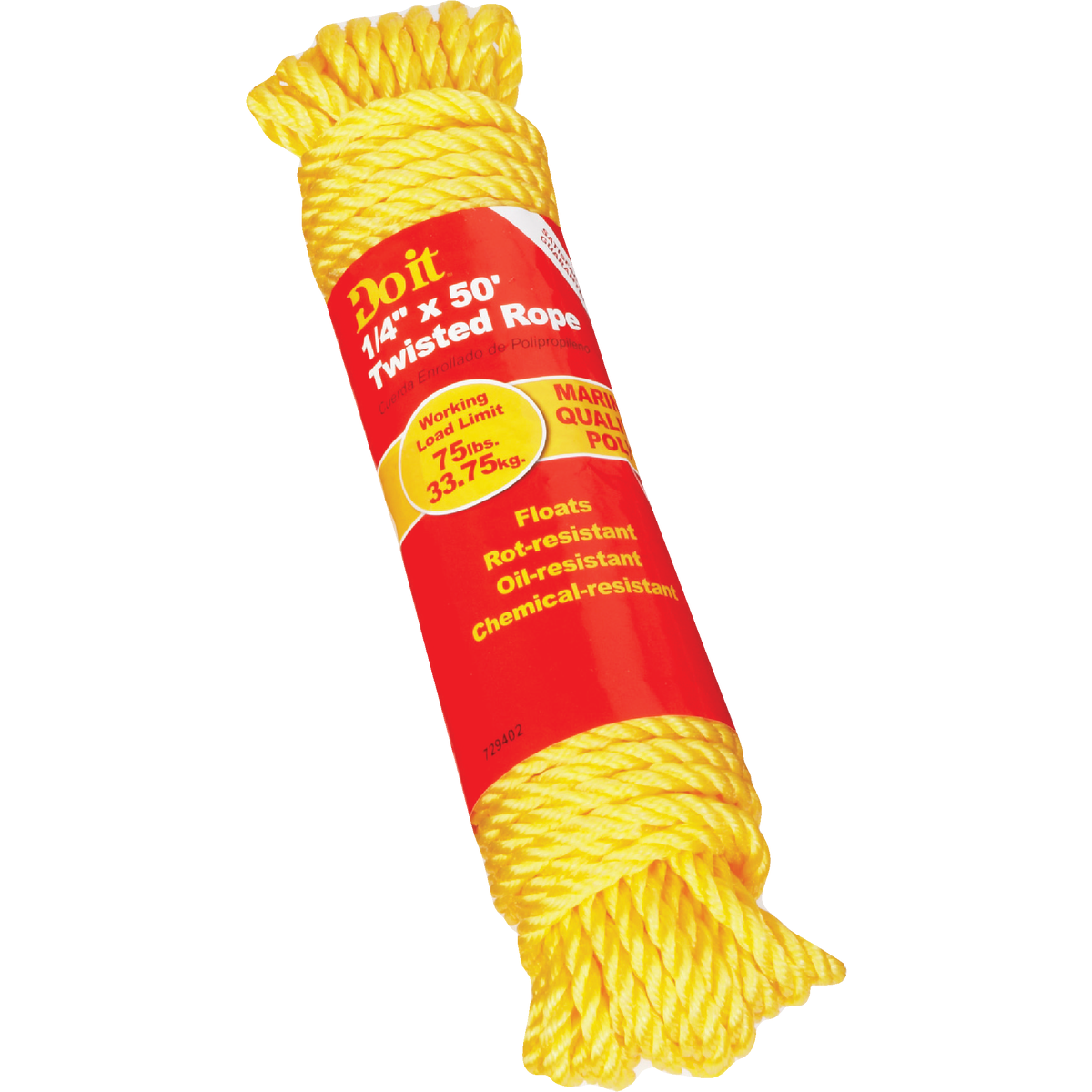 Do it Best 1/4 In. x 50 Ft. Yellow Twisted Polypropylene Packaged Rope