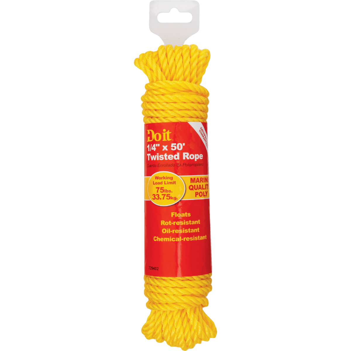 Do it Best 1/4 In. x 50 Ft. Yellow Twisted Polypropylene Packaged Rope Image 2