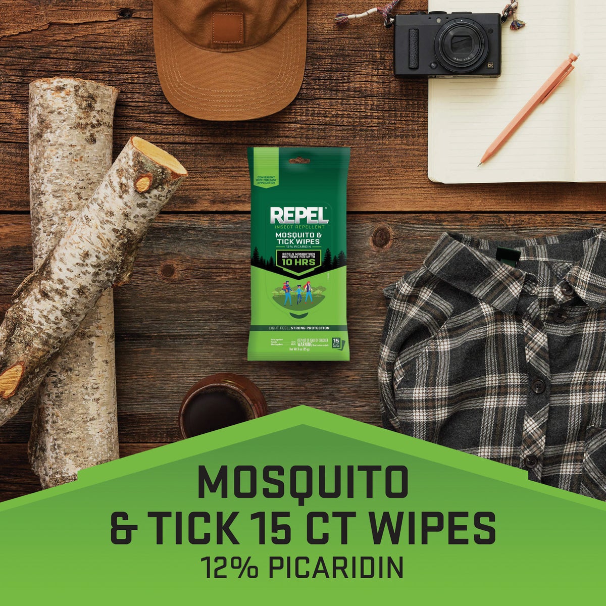 Repel Mosquito & Tick Repellent Wipes (15-Pack) Image 2