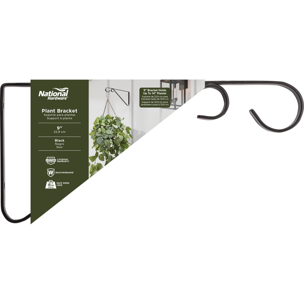 National Hardware 9 In. Black Steel Hanging Plant Bracket Image 2