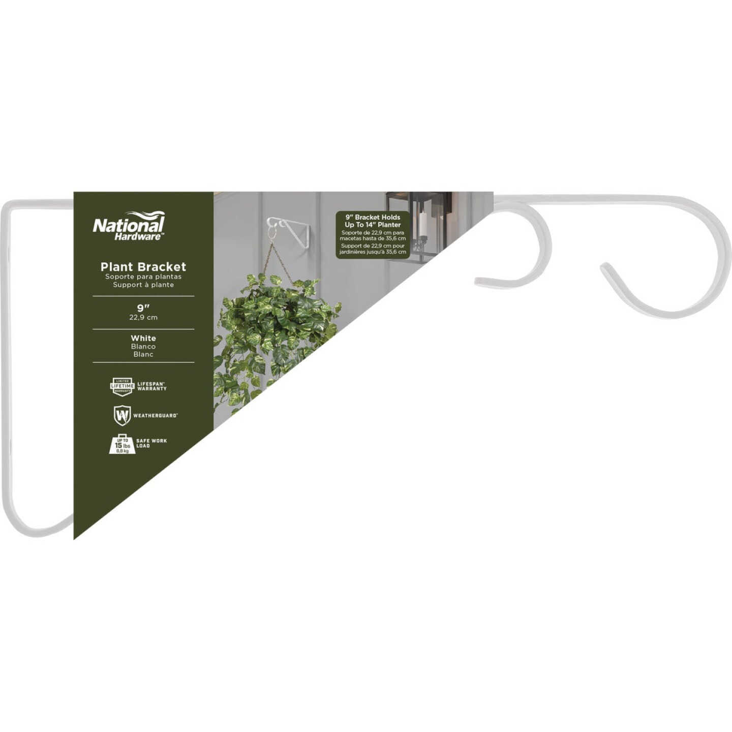 National Hardware 9 In. White Steel Hanging Plant Bracket Image 2