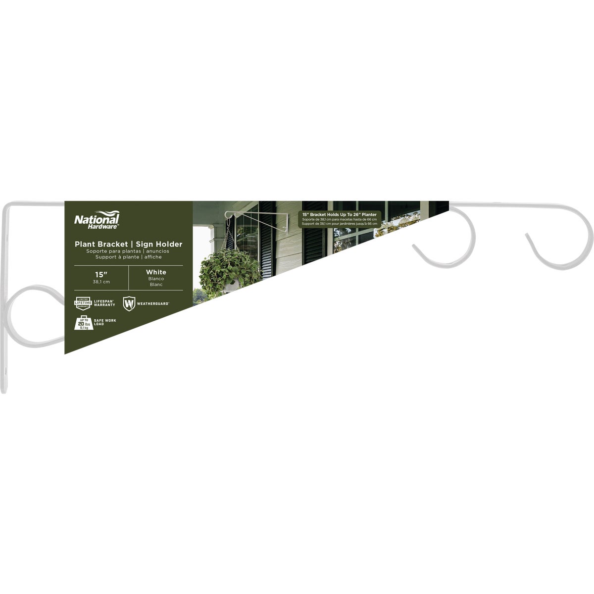 National Hardware 15 In. White Steel Hanging Plant Bracket Image 2