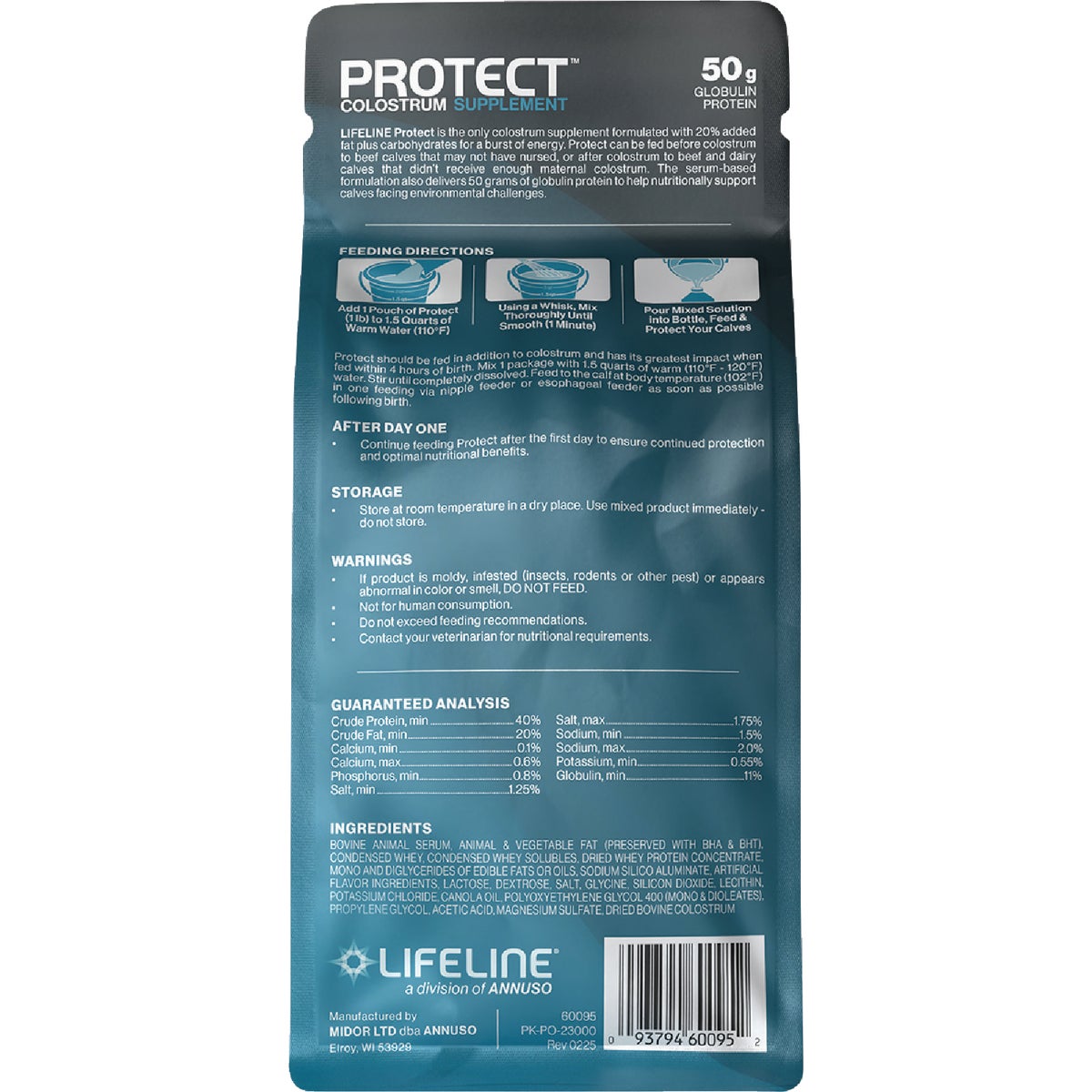 LifeLine Protect 1 Lb. 50G Globulin Protein Colostrum Supplement for Calves Image 2