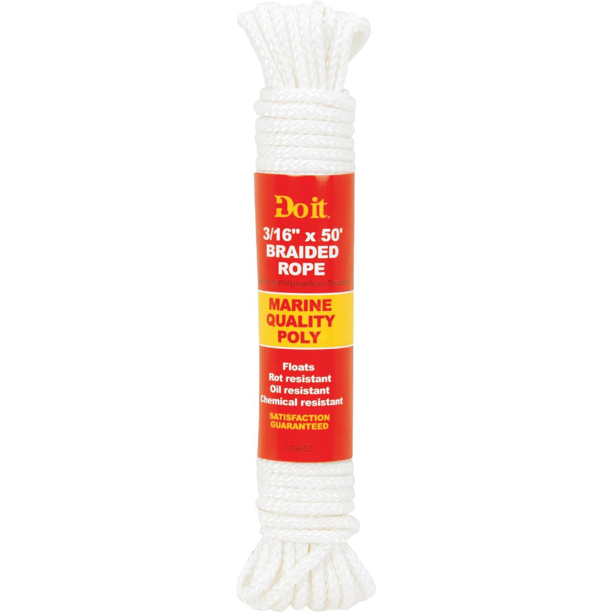 Do it Best 3/16 In. x 50 Ft. White Solid Braided Polypropylene Packaged Rope