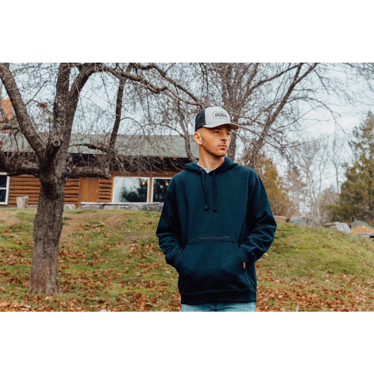 Berne Gray Badge Logo Trucker Cap Image 2