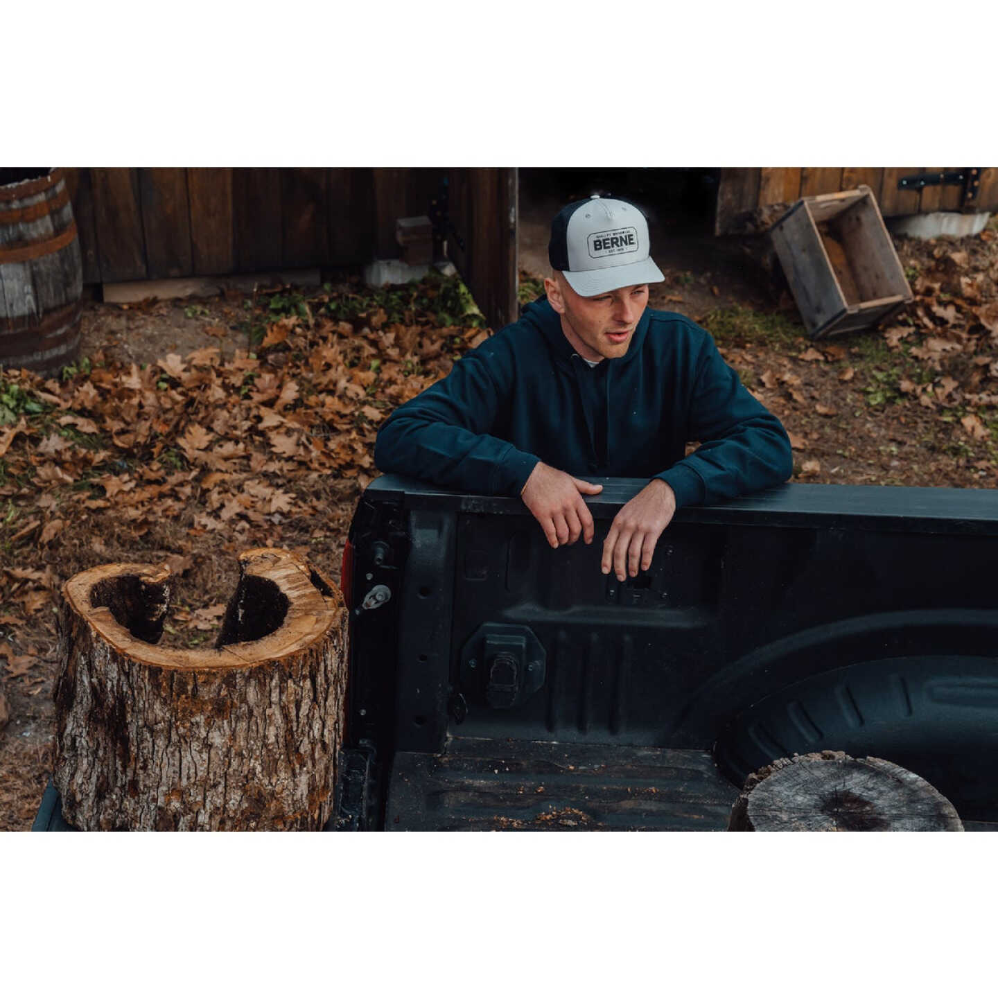 Berne Gray Badge Logo Trucker Cap Image 5