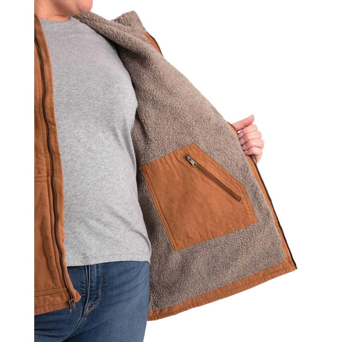 Berne Softstone Women's XL Brown Duck Sherpa-Lined Vest Image 4