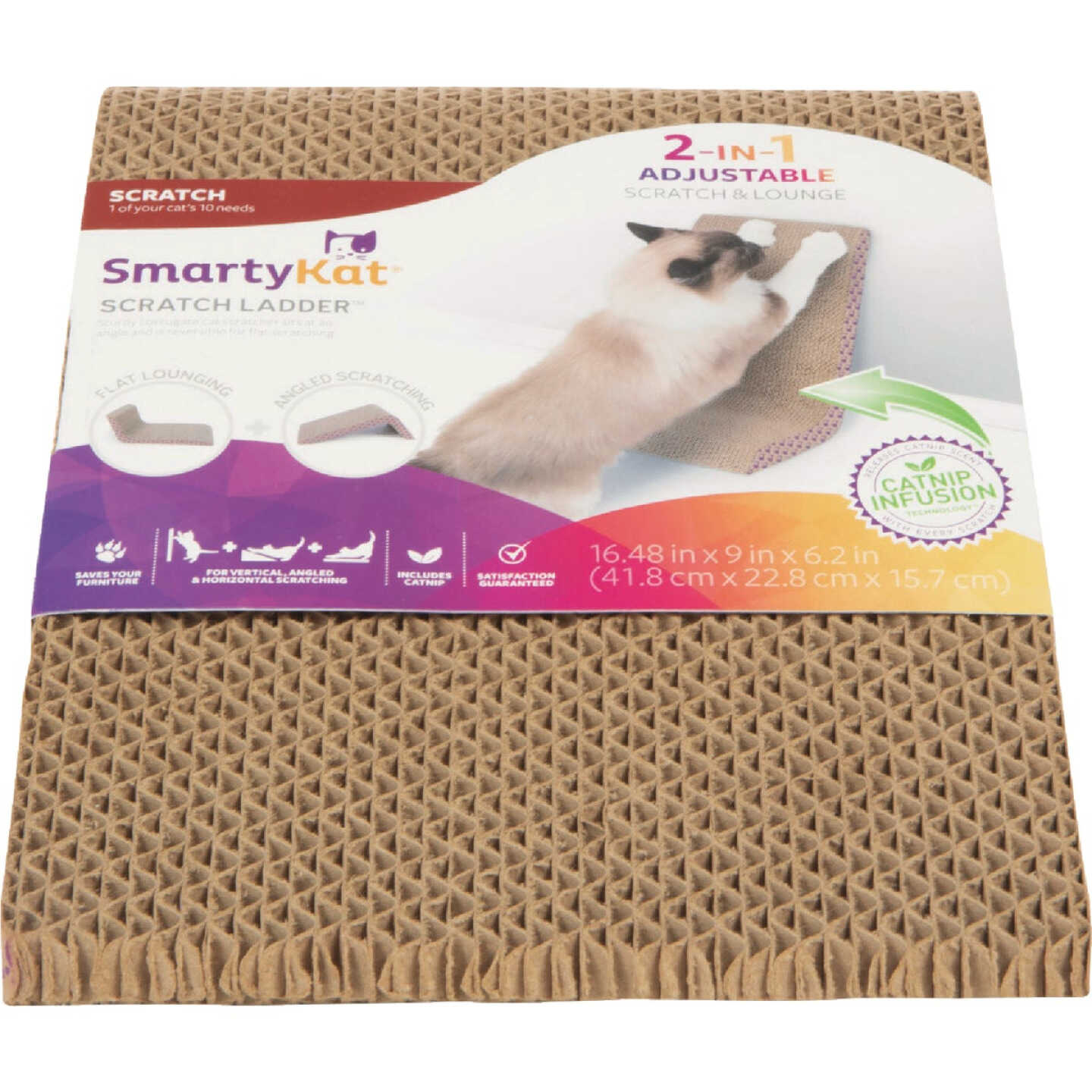 SmartyKat Scratch Ladder Angled Corrugate Cat Scratcher with Catnip Infusion Technology Image 1