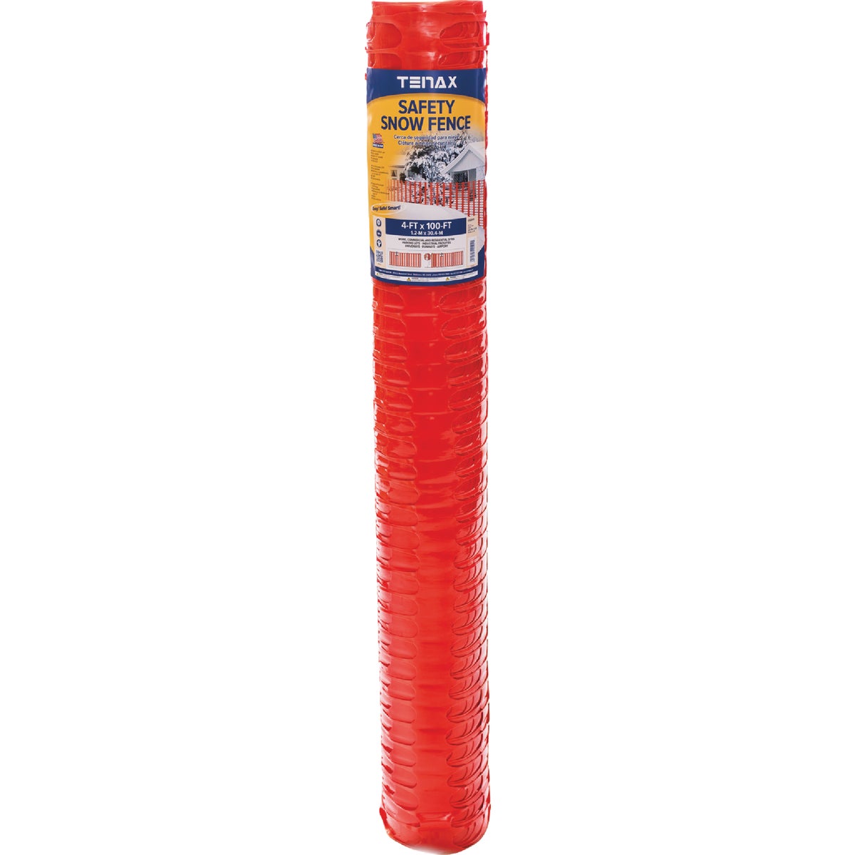 Tenax Saf-T-Sno 4 Ft. H. x 100 Ft. L. Polyethylene Snow Safety Fence, Orange