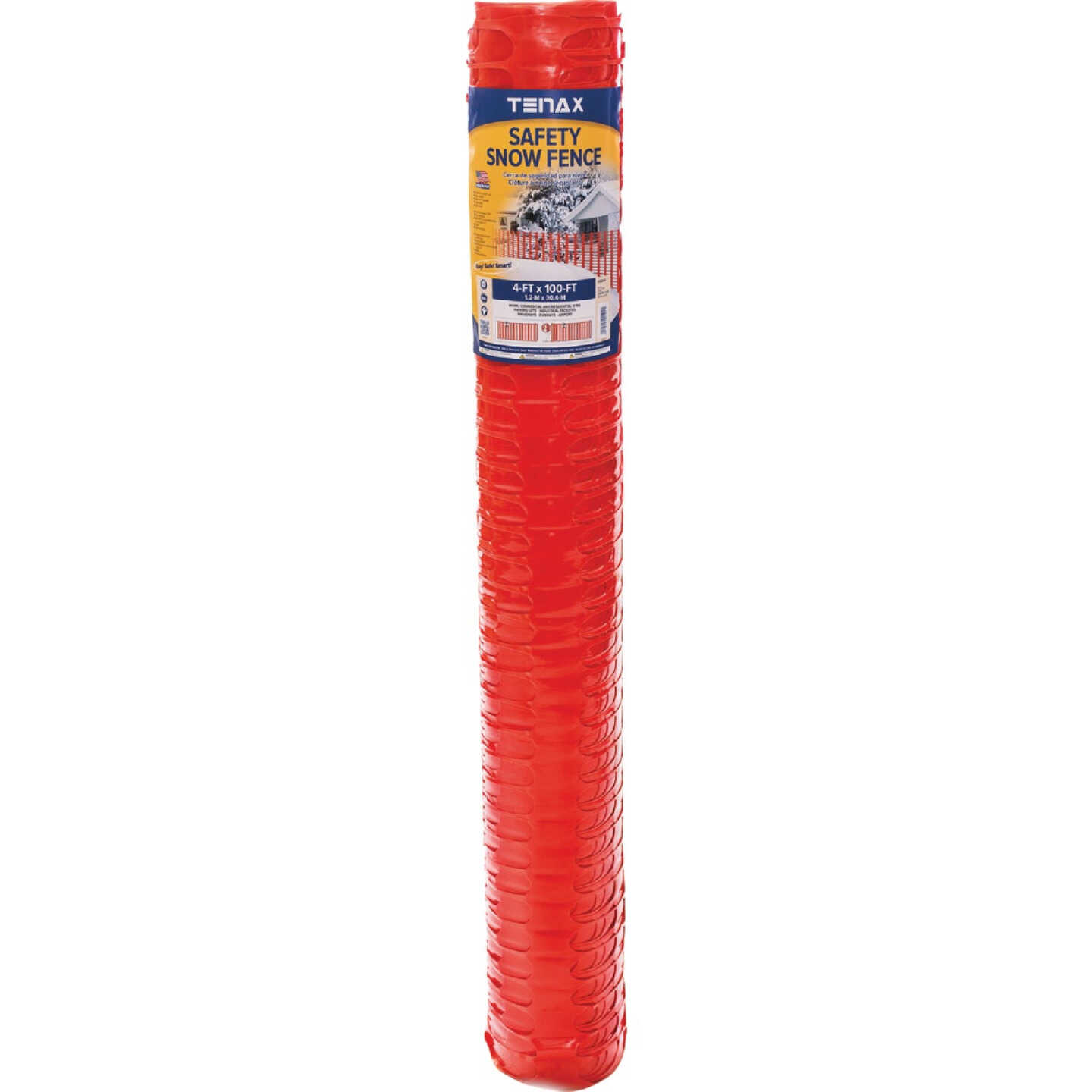 Tenax Saf-T-Sno 4 Ft. H. x 100 Ft. L. Polyethylene Snow Safety Fence, Orange Image 1
