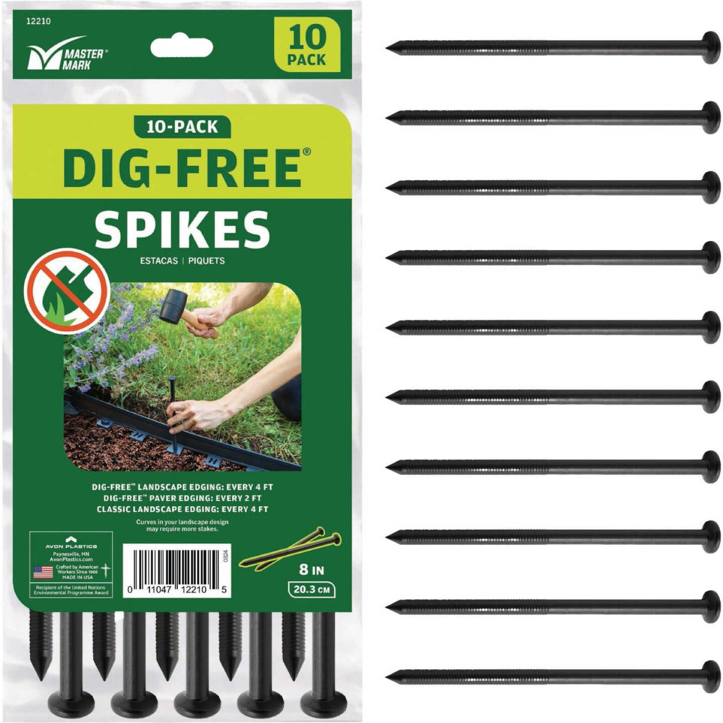 Master Mark Dig-Free 8 In. Multipurpose ABS Landscape Edging Spikes (10-Pack) Image 1