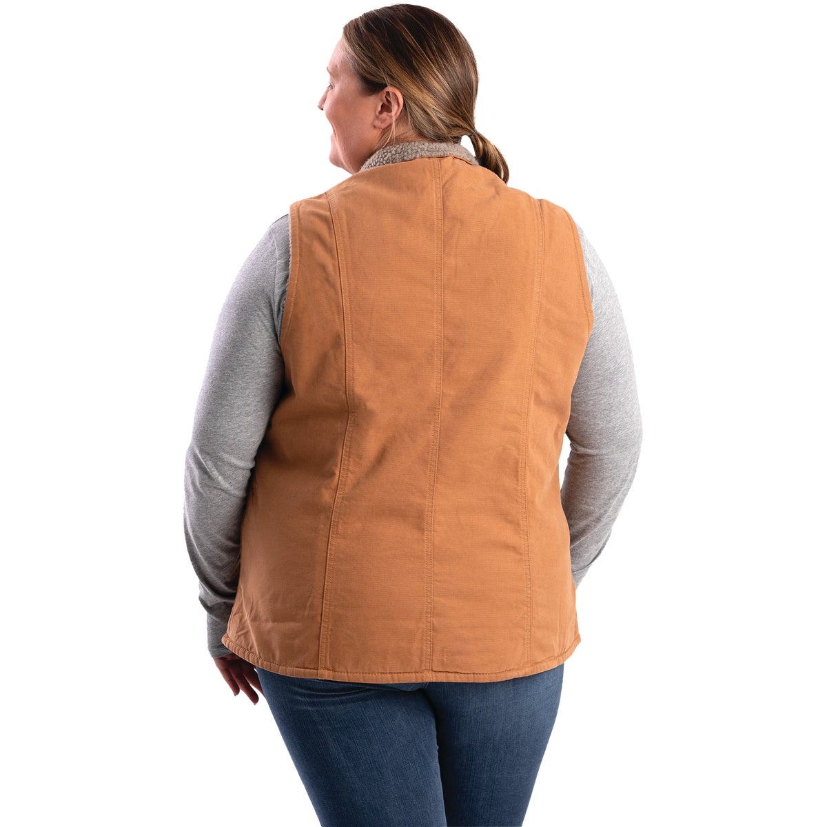 Berne Softstone Women's 2XL Brown Duck Sherpa-Lined Vest Image 4