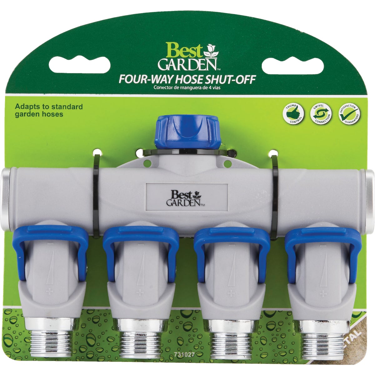 Best Garden Aluminum 4-Way Connector Hose Shutoff Manifold Image 2