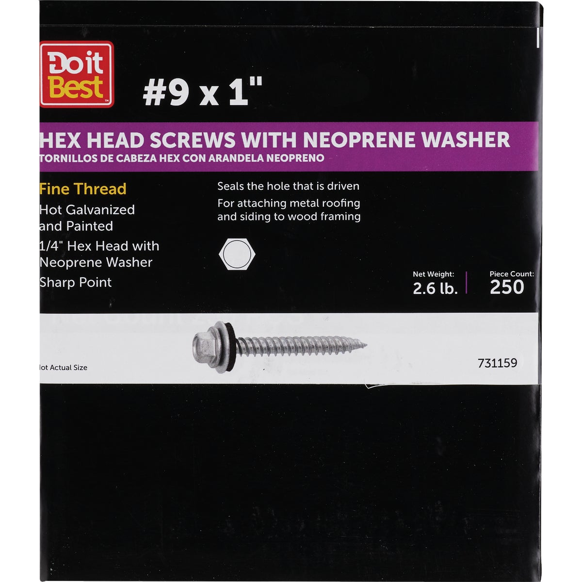 Do it #9 x 1 In. Hex Washered Galvanized Framing Screw (250-Count)