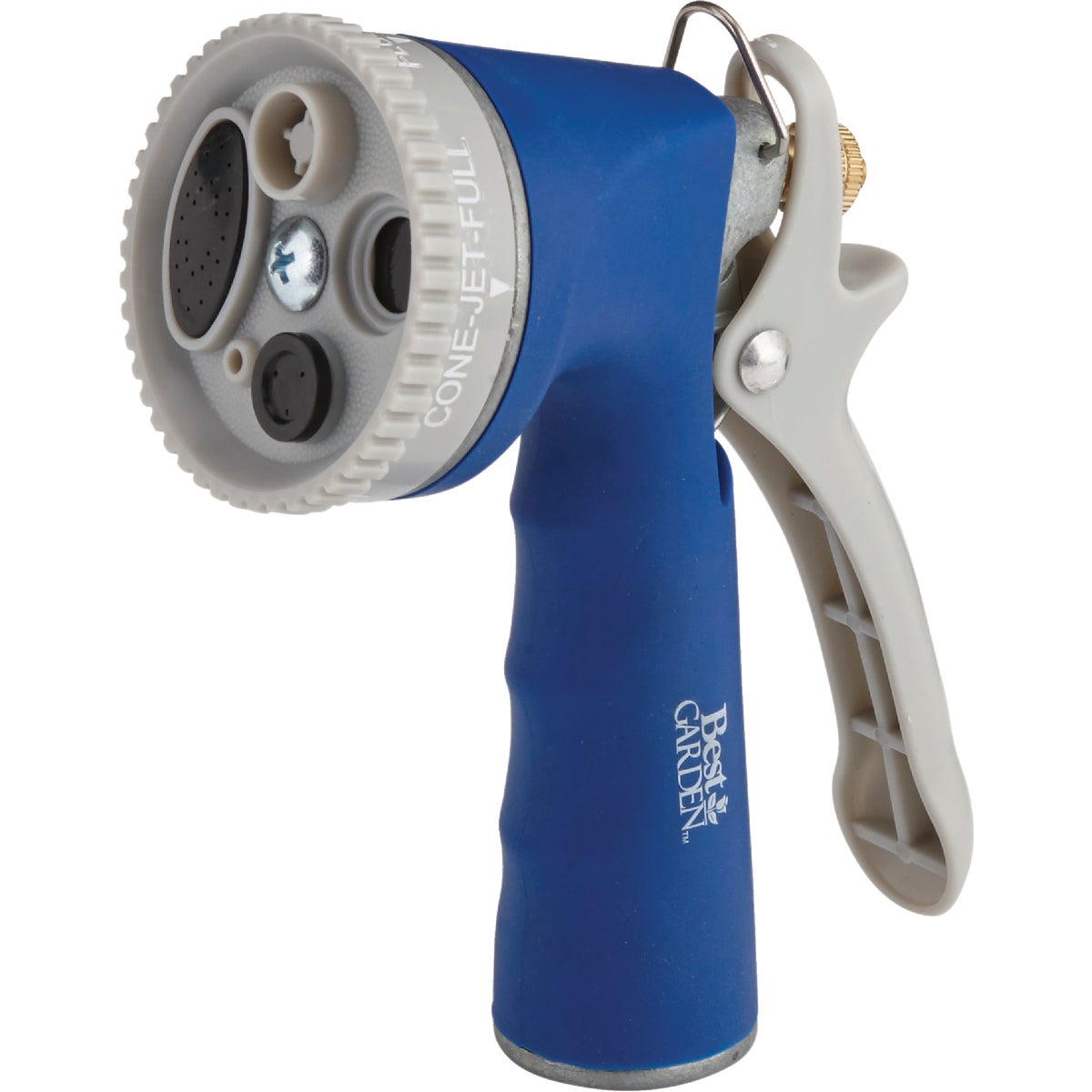 Best Garden Metal 5-Pattern Nozzle with Comfort Grip, Blue & Gray Image 1