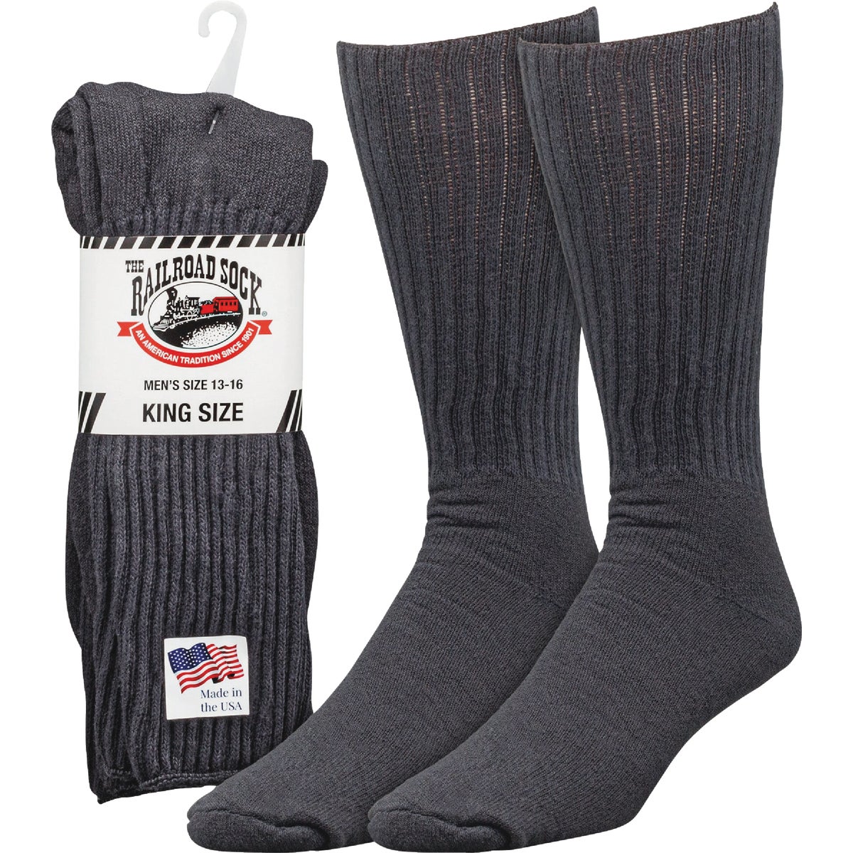 Railroad Sock King Size Black Crew Sock (2-Pack) Image 2