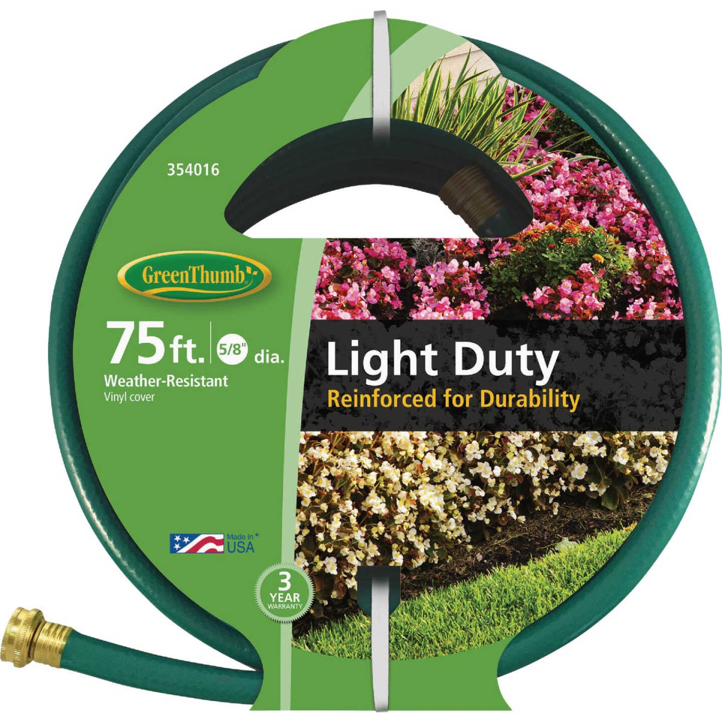 Green Thumb 5/8 In. Dia. x 75 Ft. Light Duty Vinyl Garden Hose Image 1