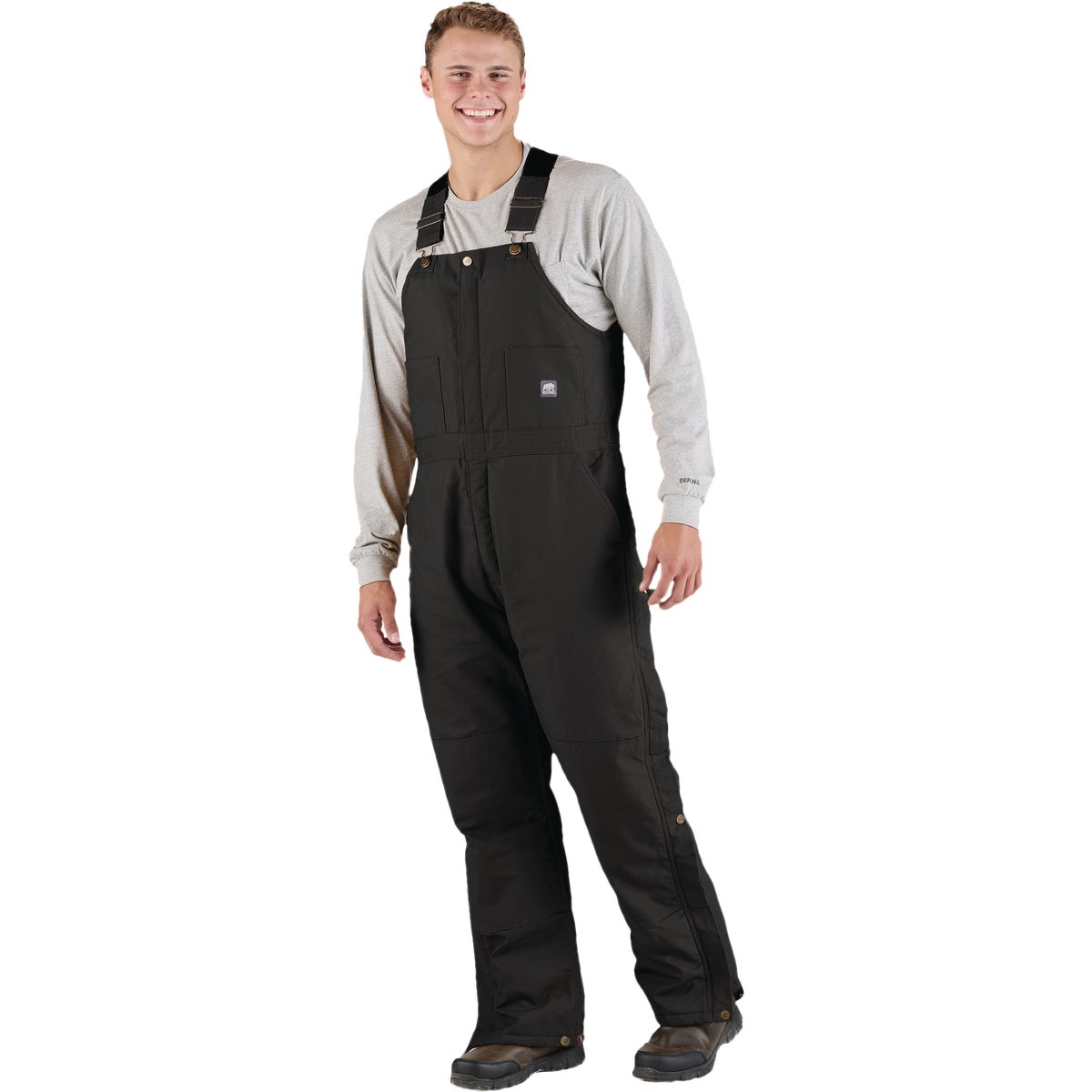 Berne Men's XL Tall Black Heritage Insulated Duck Bib Overall