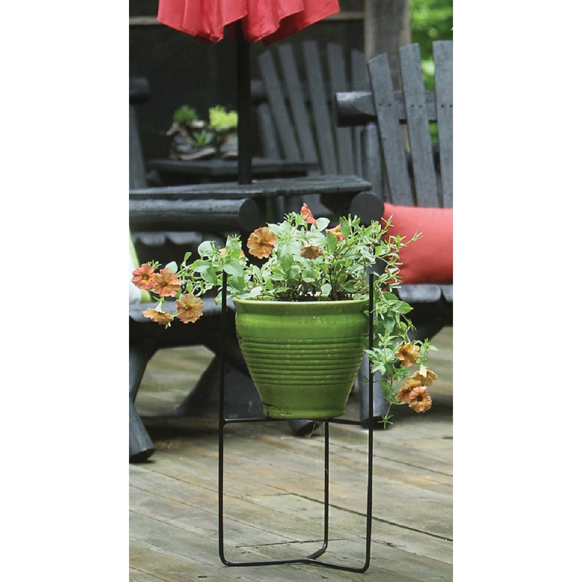American Gardenworks Urban Living Matte Black Powder Coated Steel 14 In. Floor Pot Holder Image 2