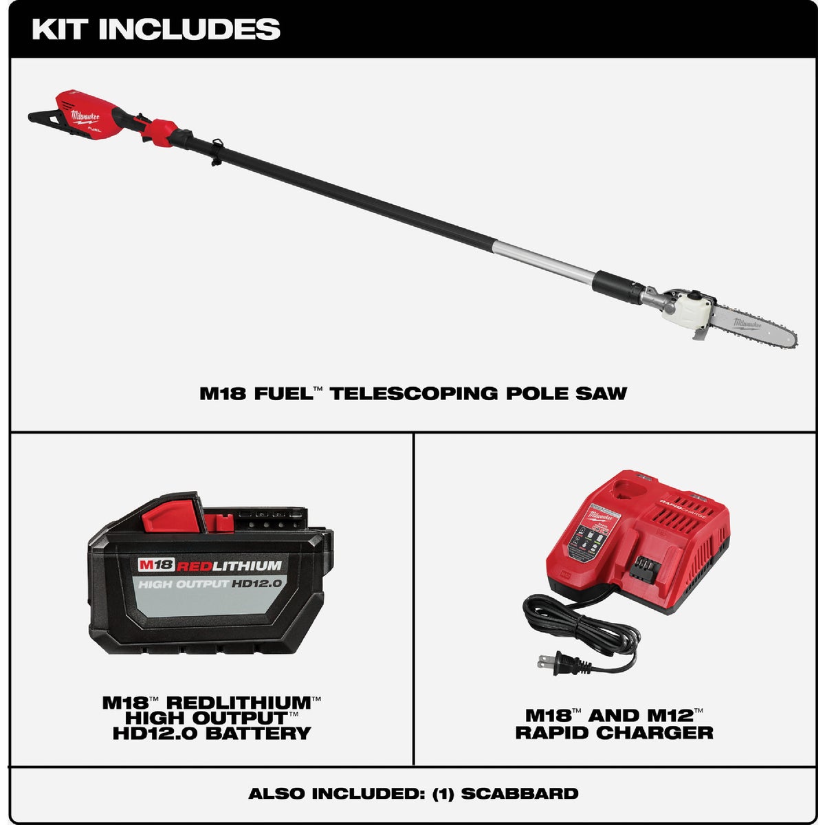 Milwaukee M18 FUEL Brushless 10 In. Telescoping Cordless Pole Saw Kit with 12.0 Ah Battery & Charger Image 2