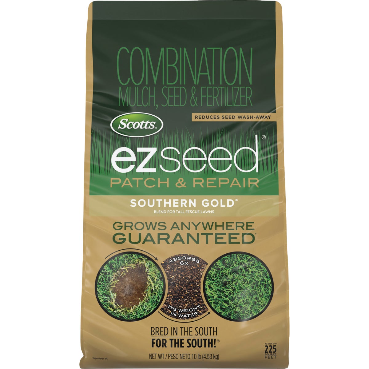 Scotts EZ Seed 10 Lb. 225 Sq. Ft. Patch & Repair Southern Gold Mulch, Seed, and Fertilizer Combination