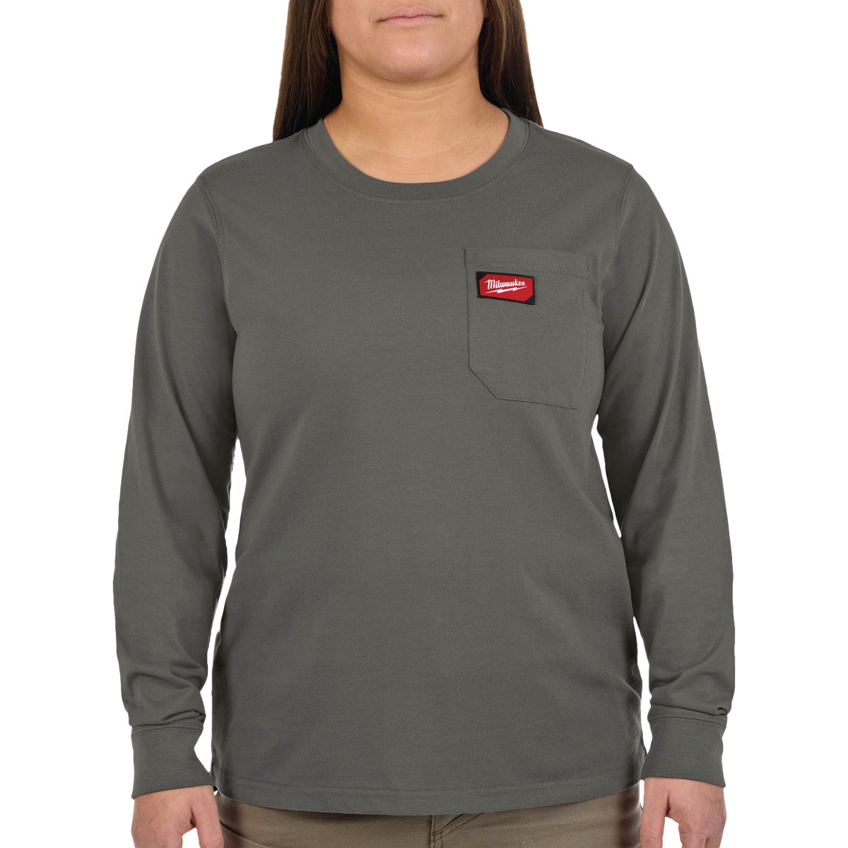Milwaukee GRIDIRON Women's XL Gray Long Sleeve Pocket T-Shirt Image 1