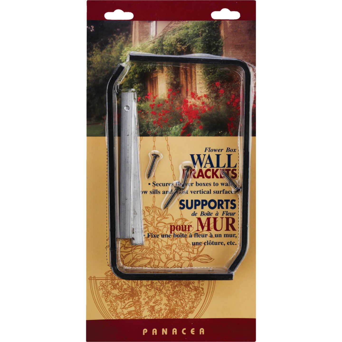 Panacea 7 In. W. x 4 In. H. Black Extruded Aluminum Wall Flower Box Bracket (2-Pack) Image 1