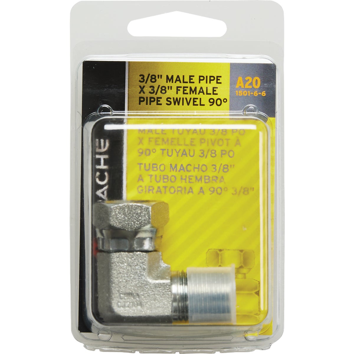 Apache 3/8 In. Male Pipe x 3/8 In. Female Pipe Swivel 90 Deg. Hydraulic Hose Adapter Image 2