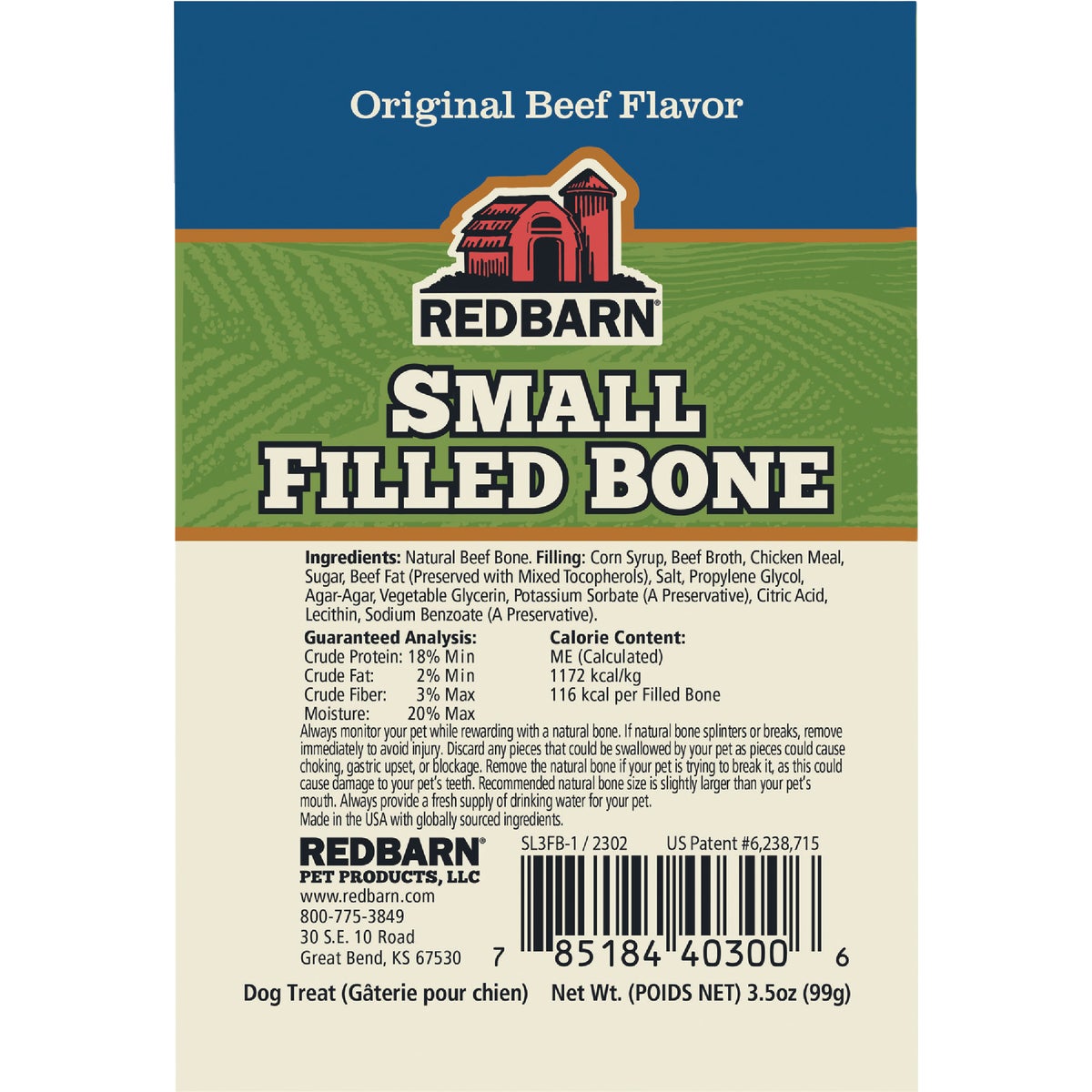Redbarn Small Filled Beef Bone Dog Treat Image 2