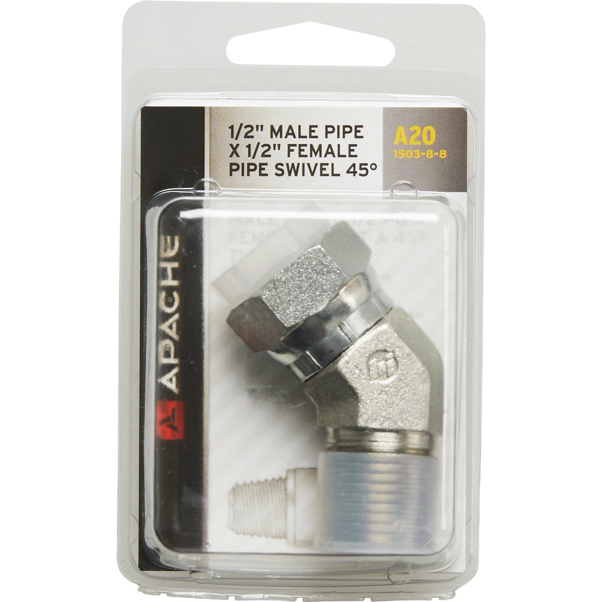 Apache 1/2 In. Male Pipe x 1/2 In. Female Pipe Swivel 45 Deg. Hydraulic Hose Adapter Image 2