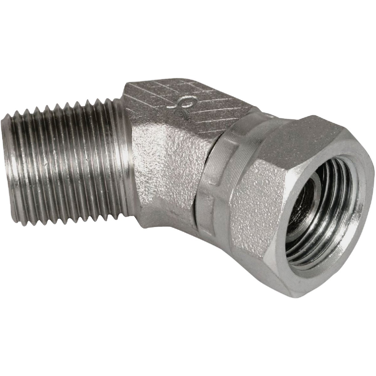 Apache 1/2 In. Male Pipe x 1/2 In. Female Pipe Swivel 45 Deg. Hydraulic Hose Adapter Image 1