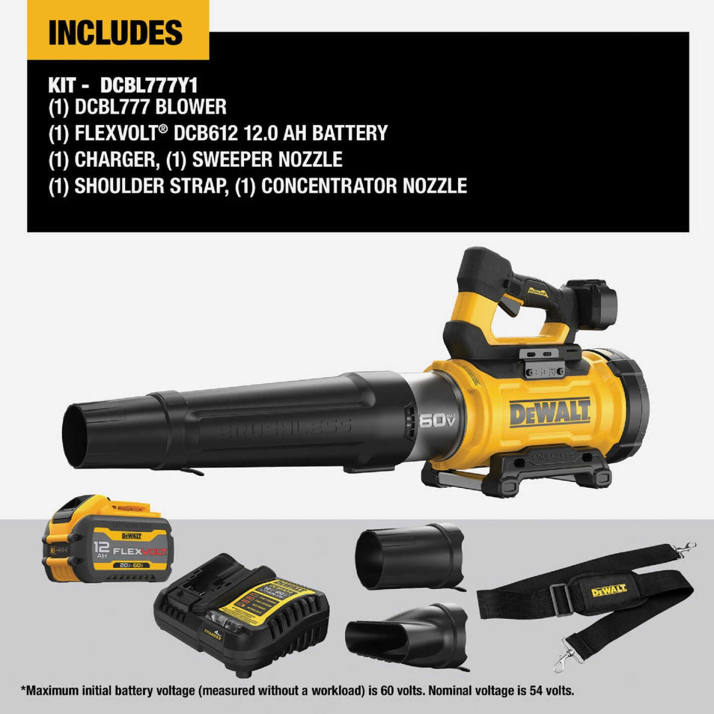 DEWALT 60V MAX Brushless High Power Cordless Blower Kit with FLEXVOLT 12.0 Ah Battery & Fast Charger Image 3