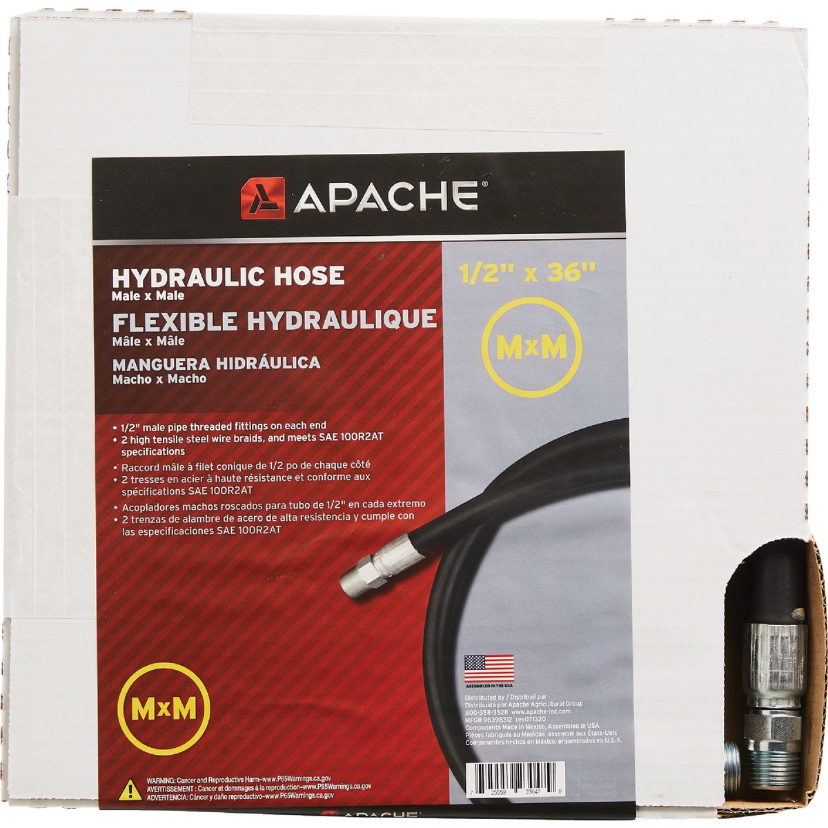 Apache 1/2 In. x 36 In. Male to Male Hydraulic Hose Image 2
