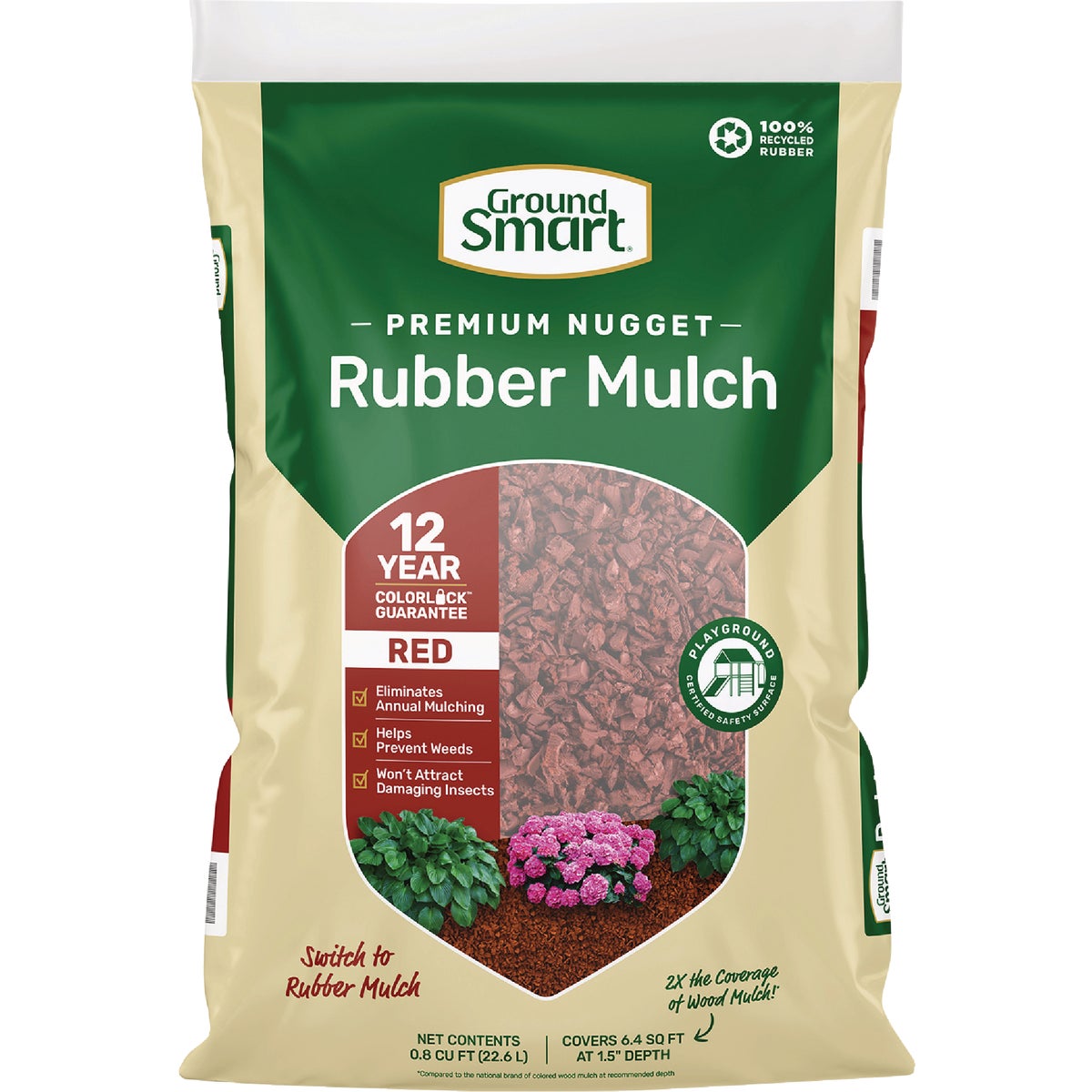 GroundSmart 0.8 Cu. Ft. Red Recycled Nugget Rubber Mulch