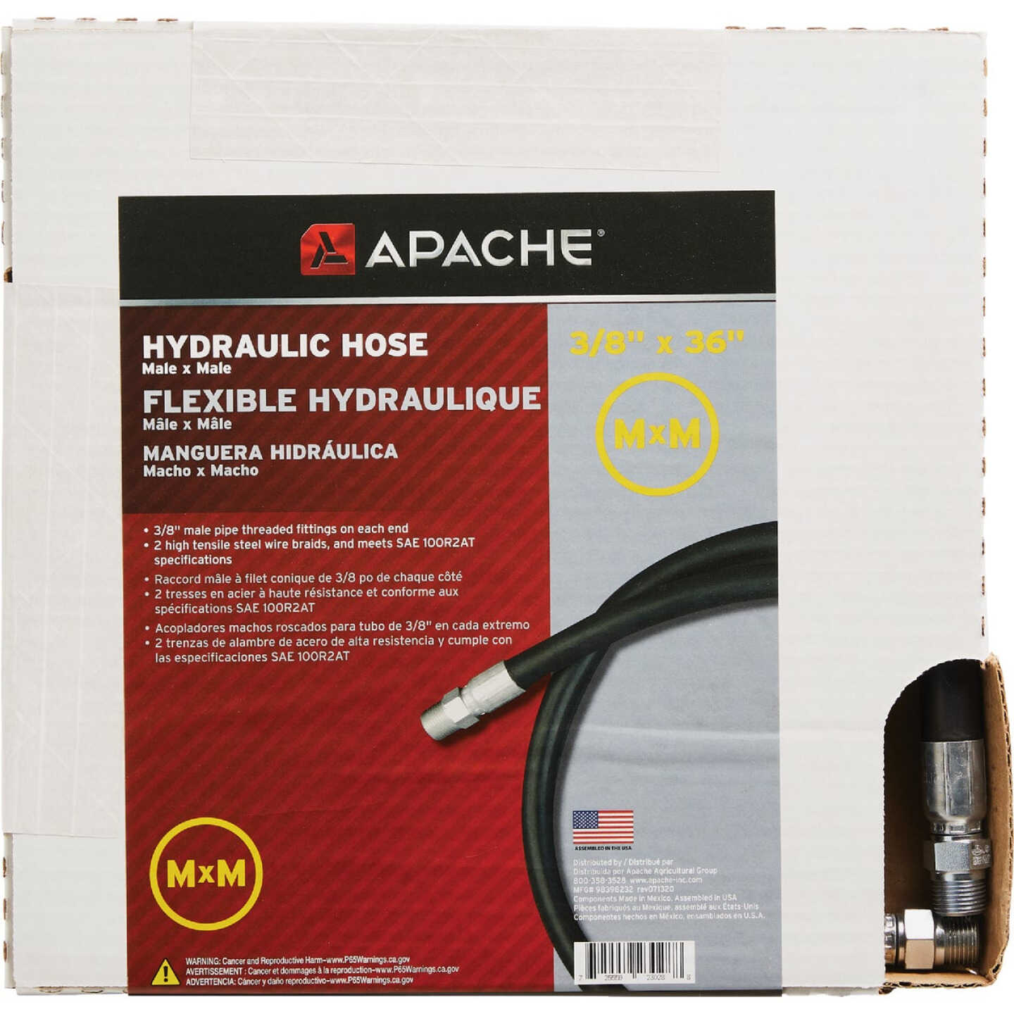 Apache 3/8 In. x 36 In. Male to Male Hydraulic Hose Image 2