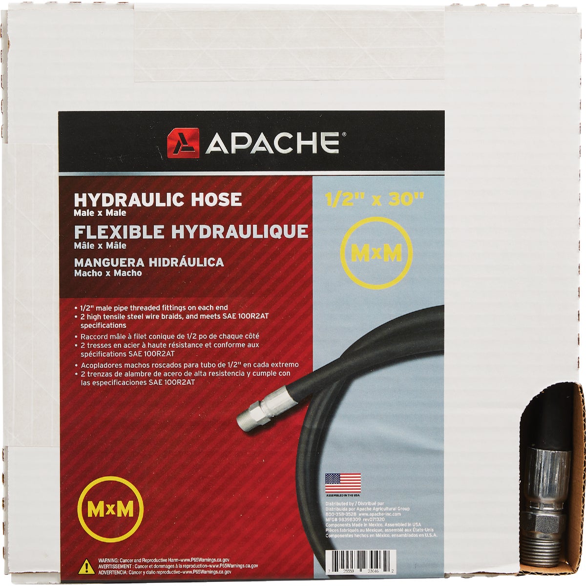 Apache 1/2 In. x 30 In. Male to Male Hydraulic Hose Image 2