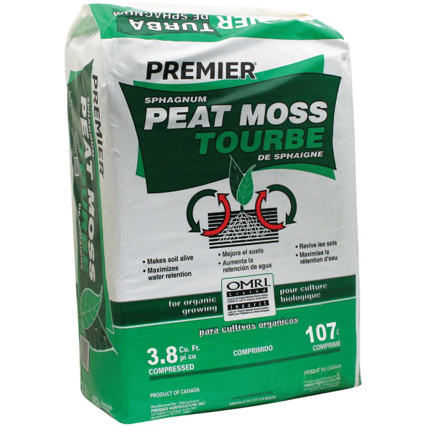 Premier 62 Lb. 3.8 Cu. Ft. Compressed Bale Sphagnum Peat Moss Image 1