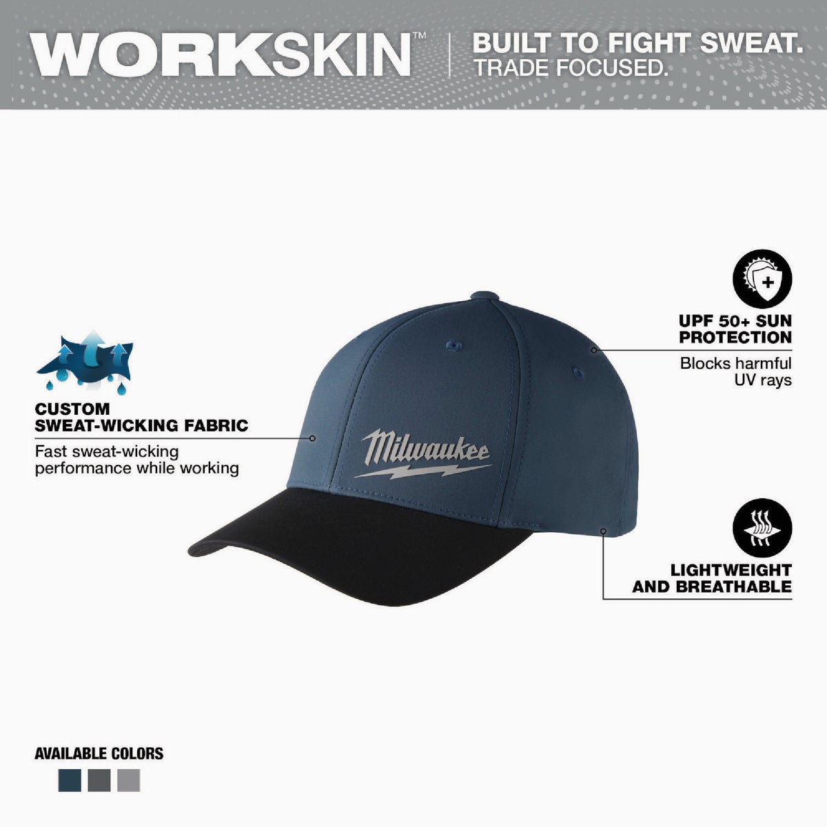 Milwaukee Workskin Blue Performance Fitted Hat, Large/XL Image 2