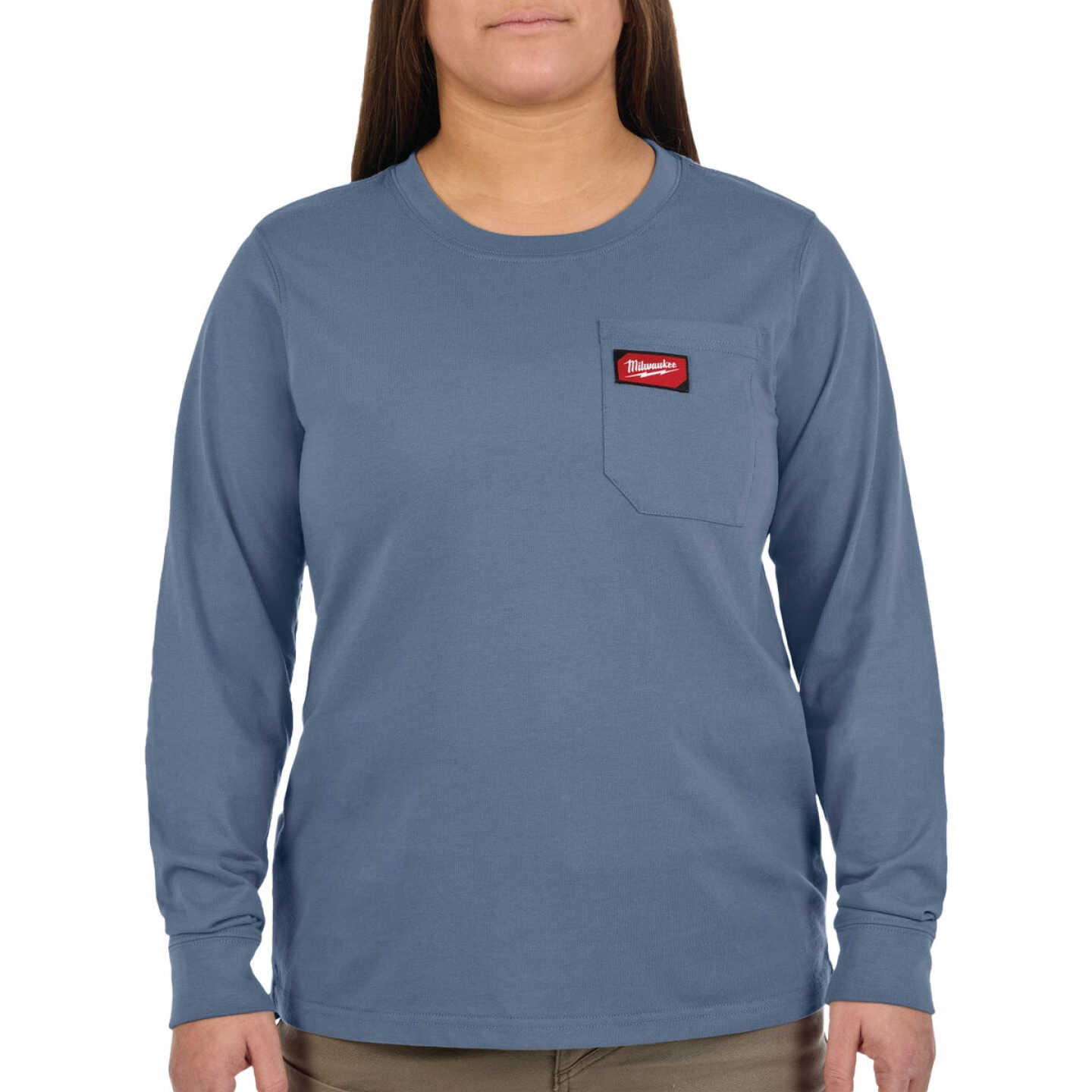 Milwaukee GRIDIRON Women's Small Blue Long Sleeve Pocket T-Shirt Image 1