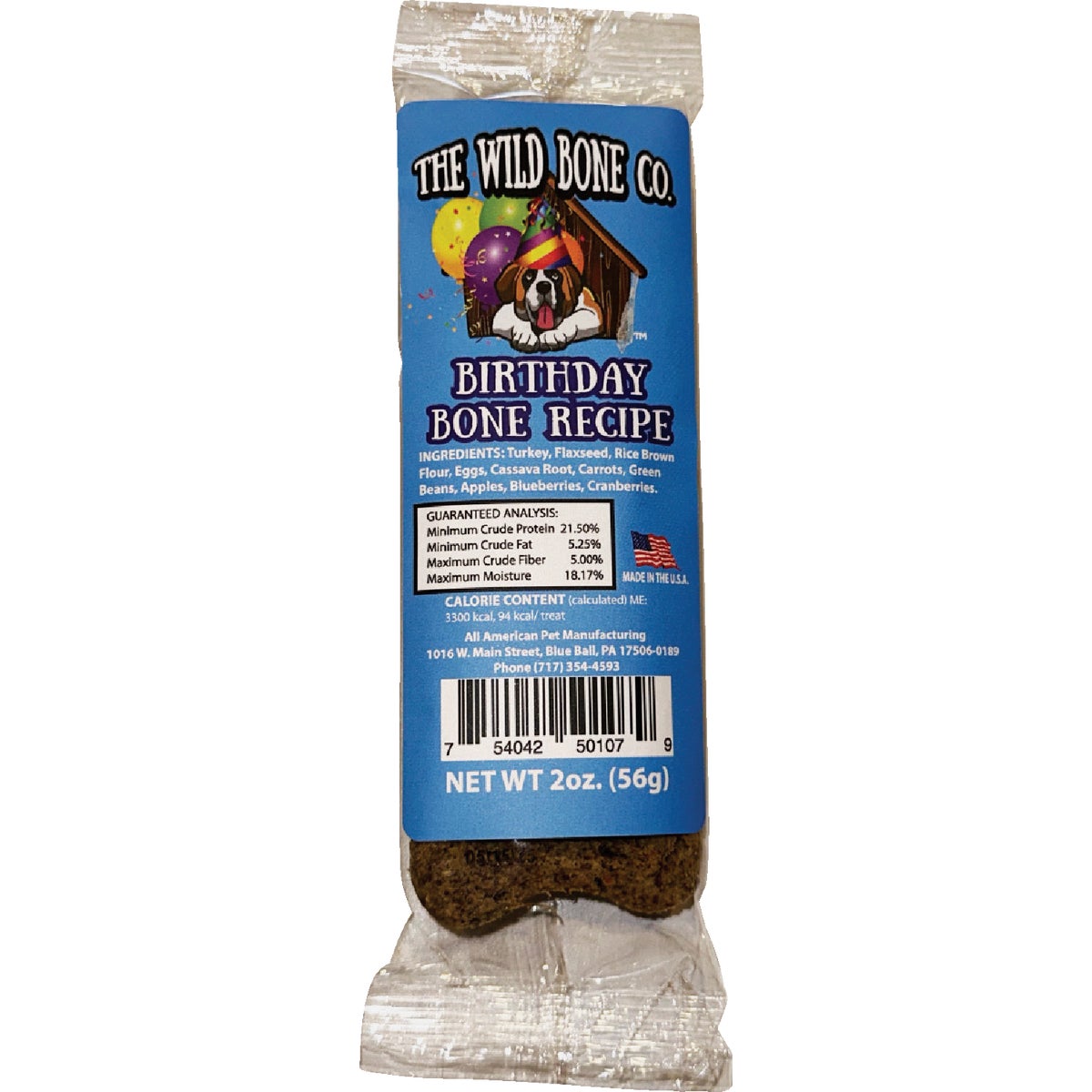 The Wild Bone Company Birthday Bone Dog Treat, 2 Oz.